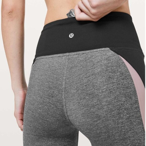 Lululemon Get Going Train Tight *28" Heathered Black / Black / Smoky Blush - Picture 5 of 10